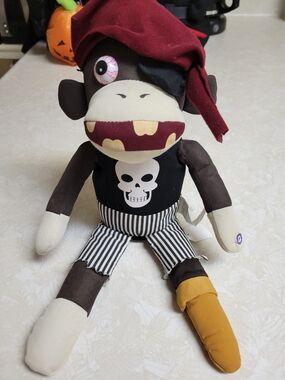 Gemmy Pirate Sock Monkey Working Laugh